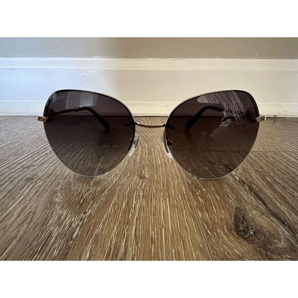New Bvlgari BV 6108 278/8G Pale Gold Metal Aviator Sunglasses Grey Gradient Lens - Picture 2 of 9